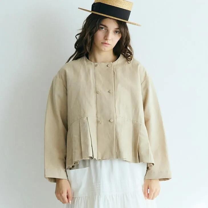 MAGALI | ハイカウントコットンリネン・ダブルボタンジャケット (ベージュ) | マガリ アウター ジャケット