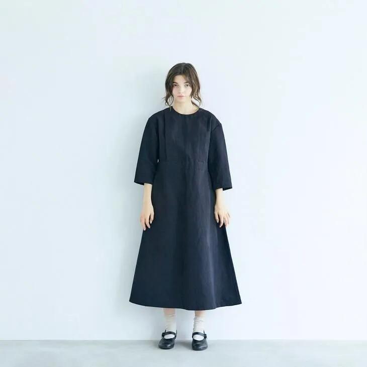 Rakuten - MAGALI | ハイカウントコットンリネン・グレースドレス (ブラック) | マガリ ワンピース ドレス
