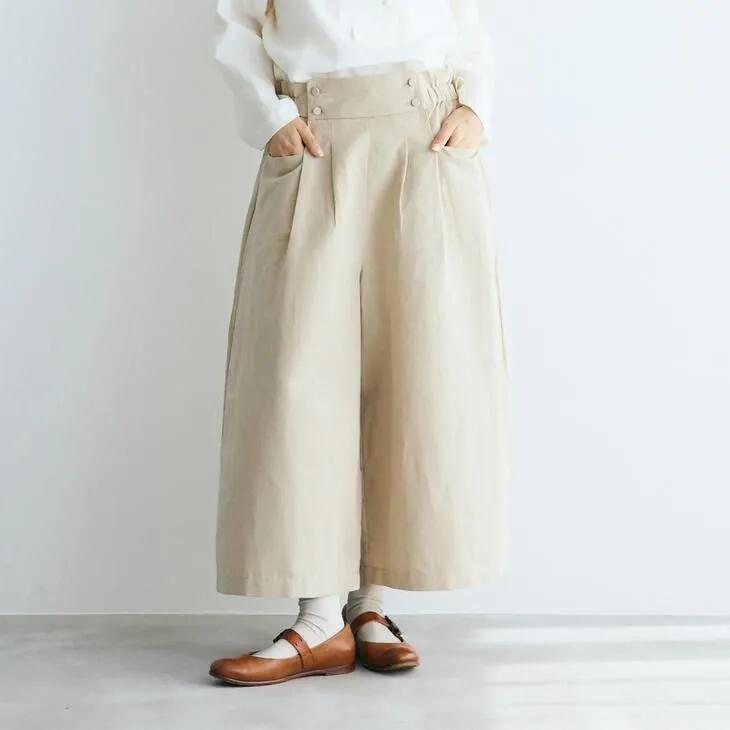 MAGALI | ハイカウントコットンリネン・コクーンパンツ (ベージュ) | マガリ ボトムス パンツ