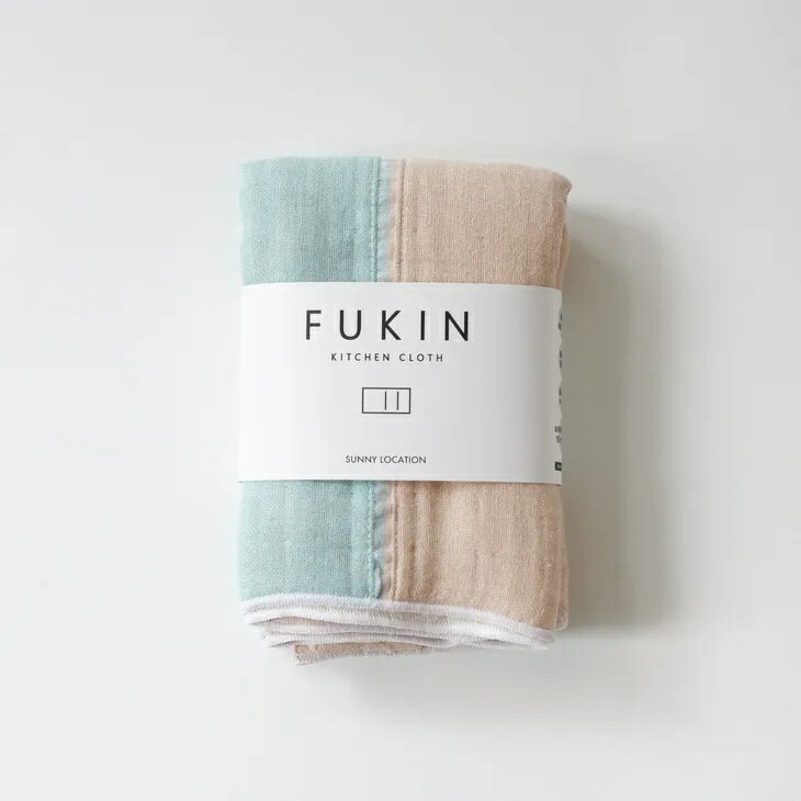 樂天商城 - SUNNY LOCATION | FUKIN (ベージュxブルー) | バイカラー キッチンクロス てぬぐい ふきん タオル ハンカチ 国産