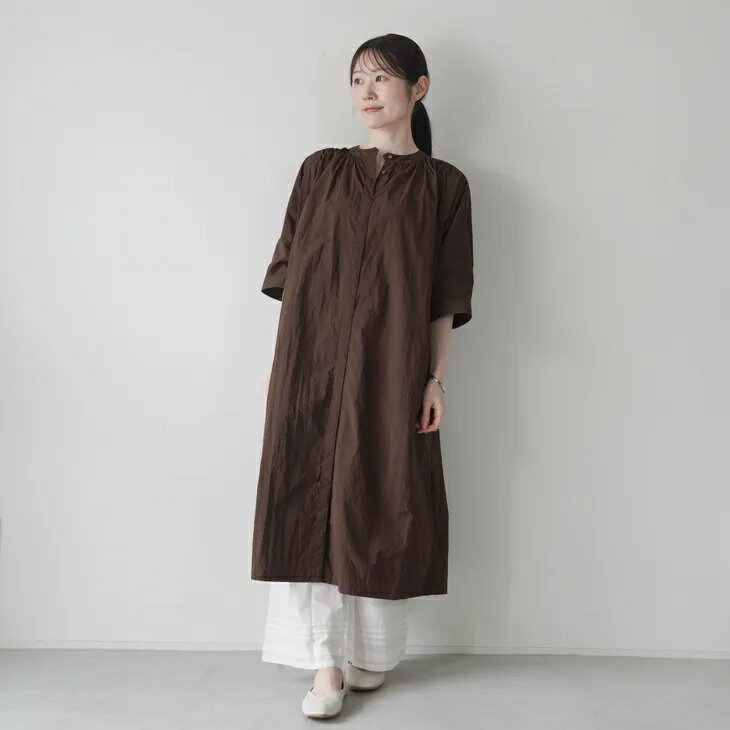 樂天商城 - lelill (レリル) | チルシャツOP (ブラウン) size 38 | ワンピース シャツワンピース 軽量 ナイロンストレッチタフタ