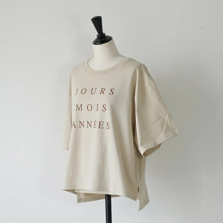 Rakuten - sosotto (ソソット) | 16/1天竺プリントT JOURS MOIS ANNEES (beige/black) | カットソー Tシャツ 5分袖 半袖
