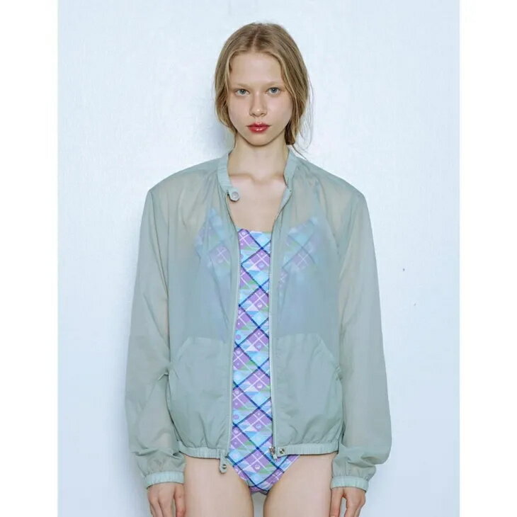 PISCESS (パイシス) | Sheer Shirring Light Jacket (light khaki) | シアーシャーリングライトジャケット 韓国 Re-Nylon