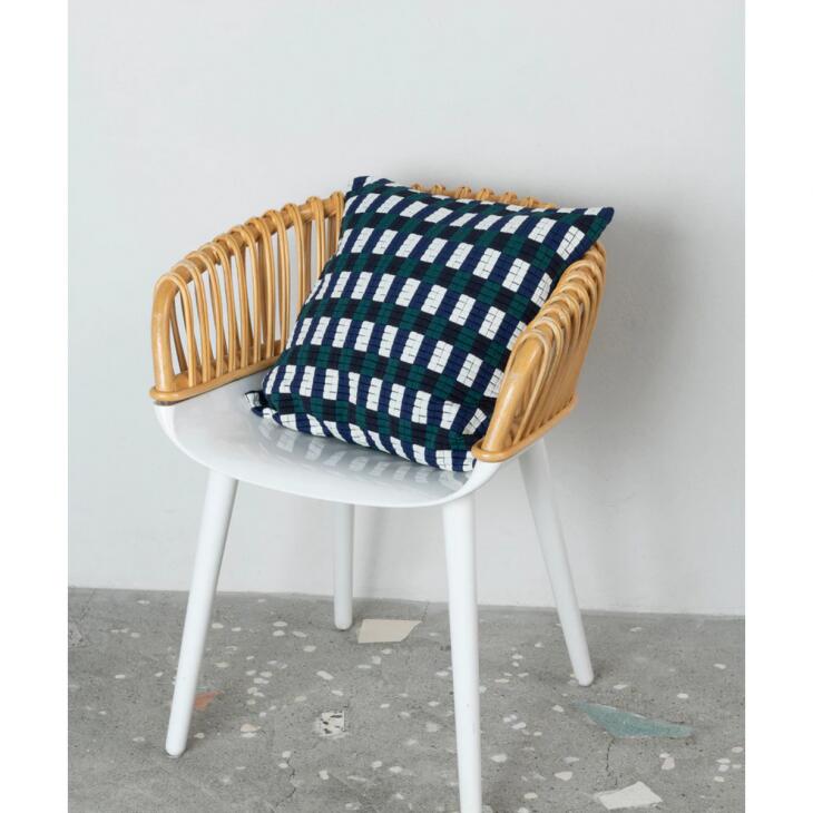 TRICOTE (トリコテ) | CHECKED PIXEL KNIT CUSHION COVER (green) | クッションカバー リビング シンプル トリコテ [3]