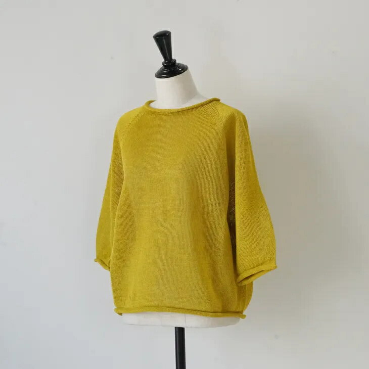 FACTORY (ファクトリー) | GIMAコットン ロールネックセーター (マスタード) | レディース ニット セーター ギマコットン ロールネック 春夏ニット サマーニット 半袖 マスタード 26SS ナチュラル