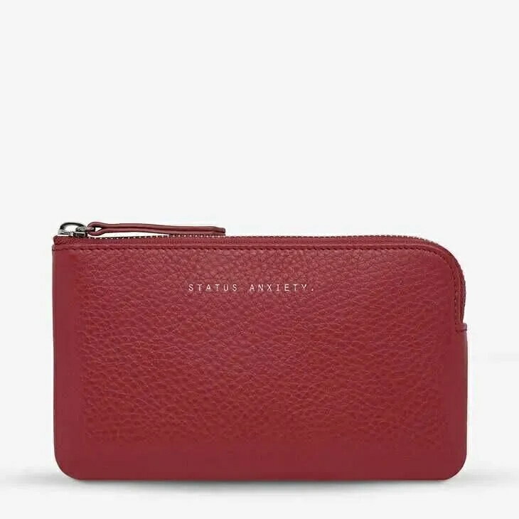 STATUS ANXIETY | SMOKE AND MIRRORS (rouge) | レディース 財布 ロングウォレット 長財布 レザー 本革 ラウンドファスナー カード収納 小銭入れ シンプル おしゃれ ルージュ レッド 赤 プレゼント ギフト