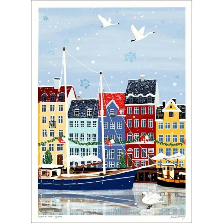 Emma Forsberg | Swans in Snow | アートプリント/アートポスター A5 148×210mm アートプリント アートポスター 北欧 デンマーク 風景 白鳥 スワン 雪 雪景色 冬 自然 風景画 インテリア 壁掛け ウォールアート リビング 寝室 玄関 おしゃれ