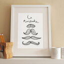 【在庫残り1】OLD ENGLISH CO. | FRENCH MUSTACHE PRINT (BLACK/WHITE BACKGROUND) | A3 アートプリント/ポスター