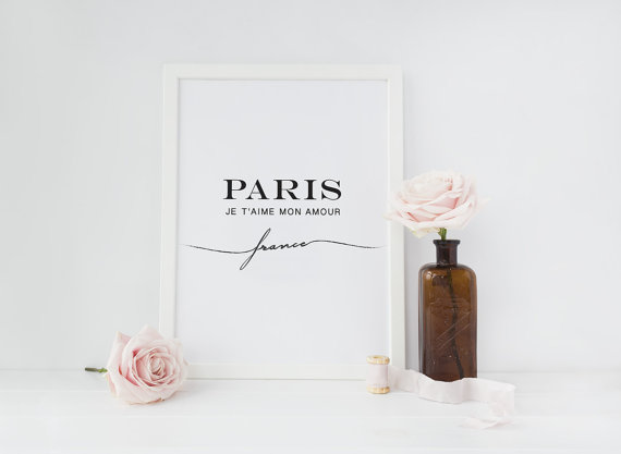 LOVELY POSTERS | PARIS JE T'AIME MON AMOUR (white) | A2 アートプリント/ポスター