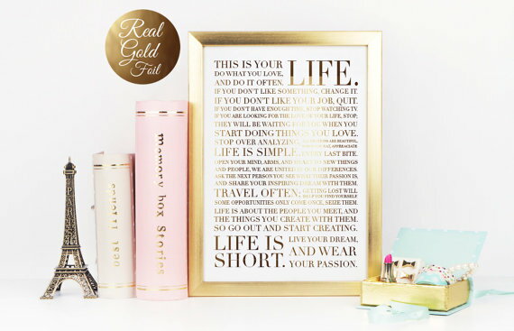 LOVELY POSTERS | LIFE MANIFESTO (gold foil) | A3 アートプリント/ポスター【北欧 シンプル おしゃれ】