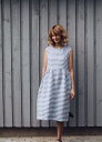 【セール SALE】OffOn | sleevless linen dress (blue stripe) | ワンピース | 着丈90cm【リトアニア リネン 麻 北欧 東欧】