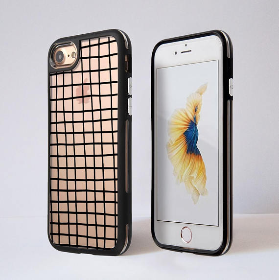 DESSI DESIGNS | CROSS STRIPES / GRID (clear/black) | iPhone X/XSケース 