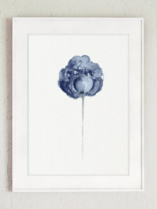 COLOR WATERCOLOR | Peony Watercolour Navy Flower #1 | A4 ȥץ/ݥڥ᡼̵ ̲ ץ 