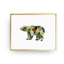 LOVELY POSTERS GEOMETRIC BEAR PRINT A3 アートプリント/ポスター【北欧 シンプル おしゃれ】