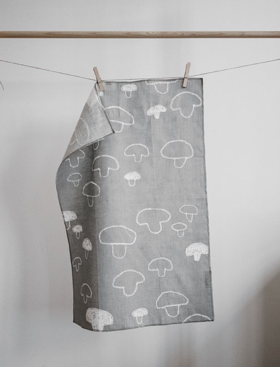 FINE LITTLE DAY | MUSHROOM TEA TOWEL - GREY (no.41100-1) | キッチンクロス (49x70cm)