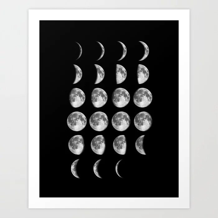 【SALE セール】THE MOTIVATED TYPE | PHASES OF MOON PRINT | A3 アートプリント/ポスター【タイポグラフィ ブラック 月 ムーン】