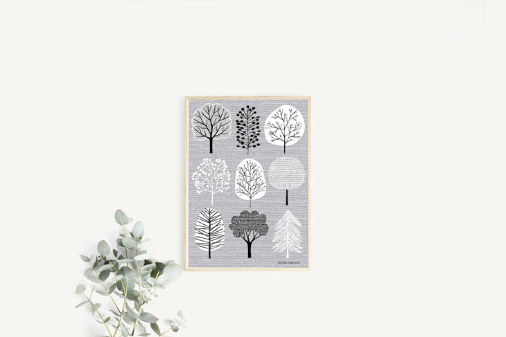 北欧雑貨と音楽 HAFEN ハーフェンのELOISE RENOUF | I LOVE TREES NO2 | A3 アートプリント/ポスター 【北欧 シンプル おしゃれ】｜アングル2