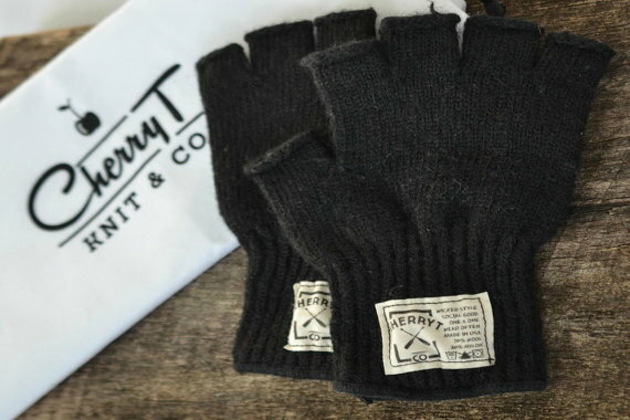 【SALE セール】CHERRYT KNIT CO. KNITTED FINGERLESS GLOVES (black) レディース手袋