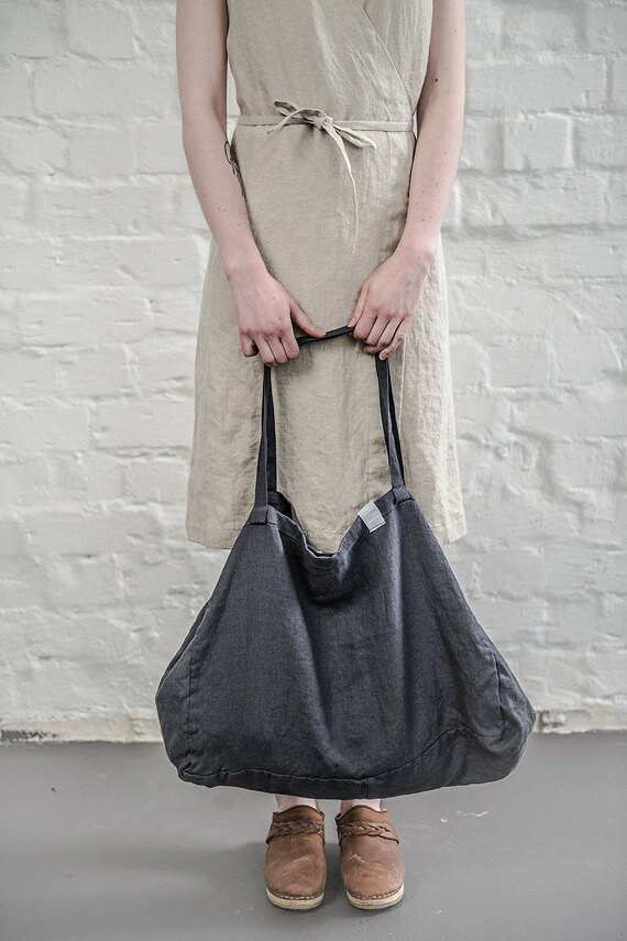 not PERFECT LINEN LARGE LINEN TOTE BAG (charcoal black) トートバッグ【リネン 麻 ナチュラル リトアニア 北欧 東欧 シンプル おしゃれ メール便送料無料】