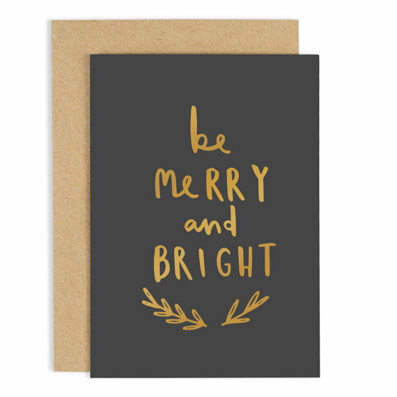 クリスマスカード（1000円程度） OLD ENGLISH CO. | BE MERRY BE BRIGHT CARD (gold foil) | クリスマス | グリーティングカード