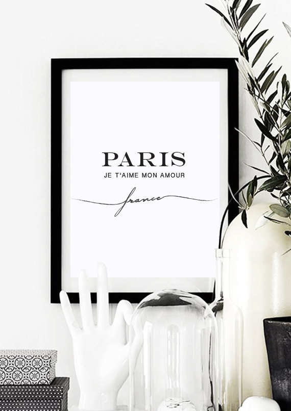 LOVELY POSTERS | PARIS JE T'AIME MON AMOUR (white) | A3 アートプリント/ポスター