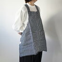 not PERFECT LINEN | SHORT SQUARE CROSS LINEN APRON (blue gingham) | エプロン リネン 麻 ナチュラル リトアニア 北欧 東欧 シンプル おしゃれ ブルー ギンガム