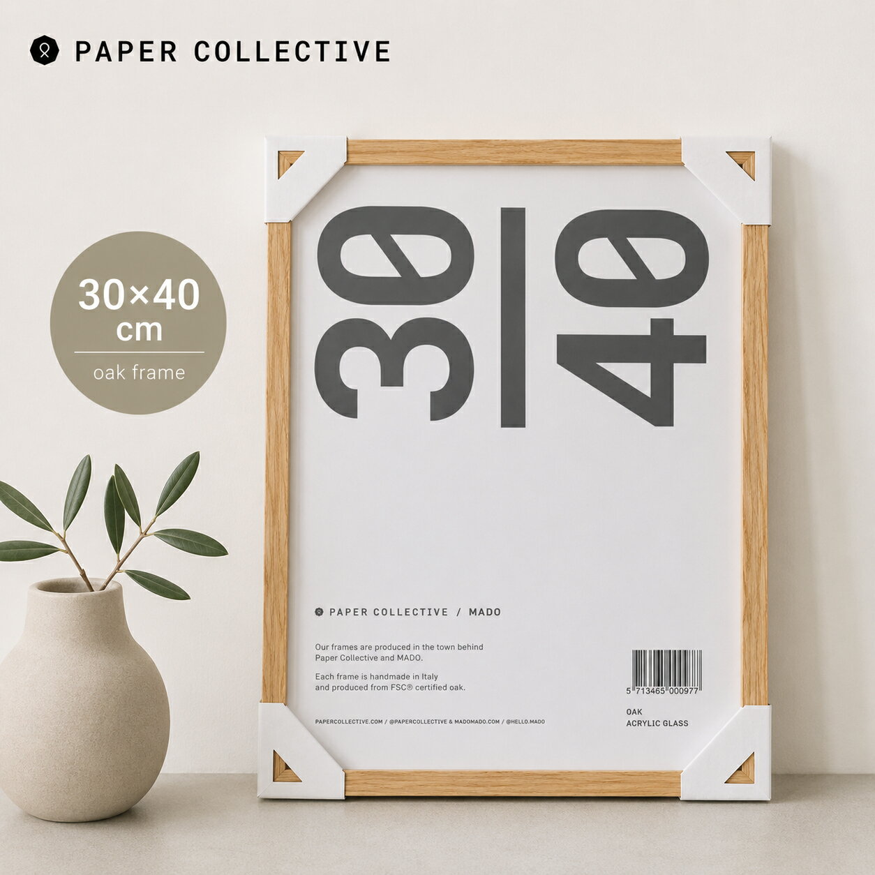 PAPER COLLECTIVE / MADO | ポスターフレーム (oak) | 30x40cm 送料無料 額縁 オーク 木製 フォトフレーム フレーム 額 フレームのみ ウッドフレーム イタリア製 イタリア オーク アクリル アクリル板 ナチュラル インテリア 北欧 雑貨 生活雑貨 アートフレーム 天然木 木枠