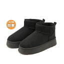 【アウトレット】【訳あり商品】厚底 ムートン調ショートブーツ あったか ボアブーツ ブラック