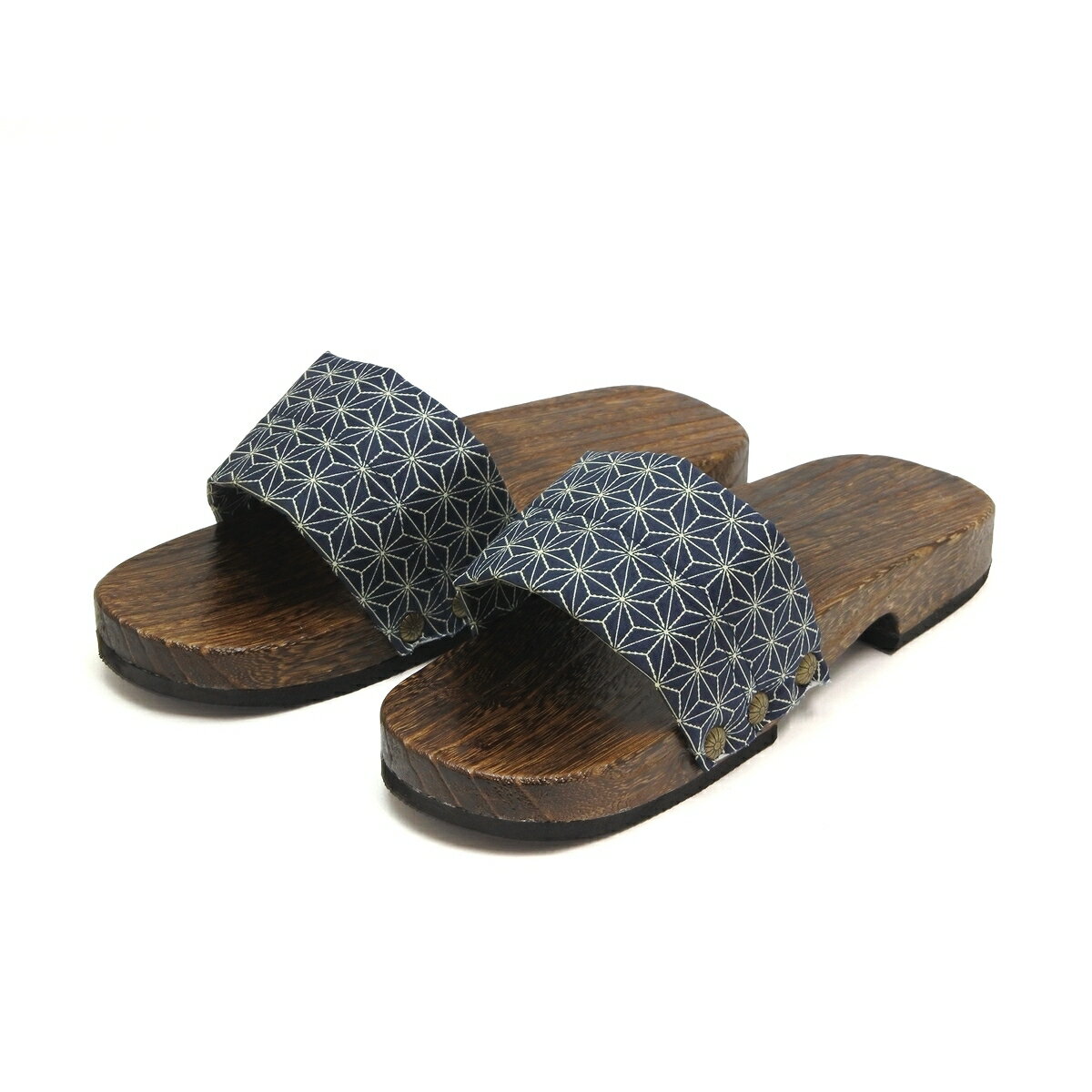 男性用 サンダル下駄 焼き 茶台 桐 和柄 軽量 モード下駄 麻の葉