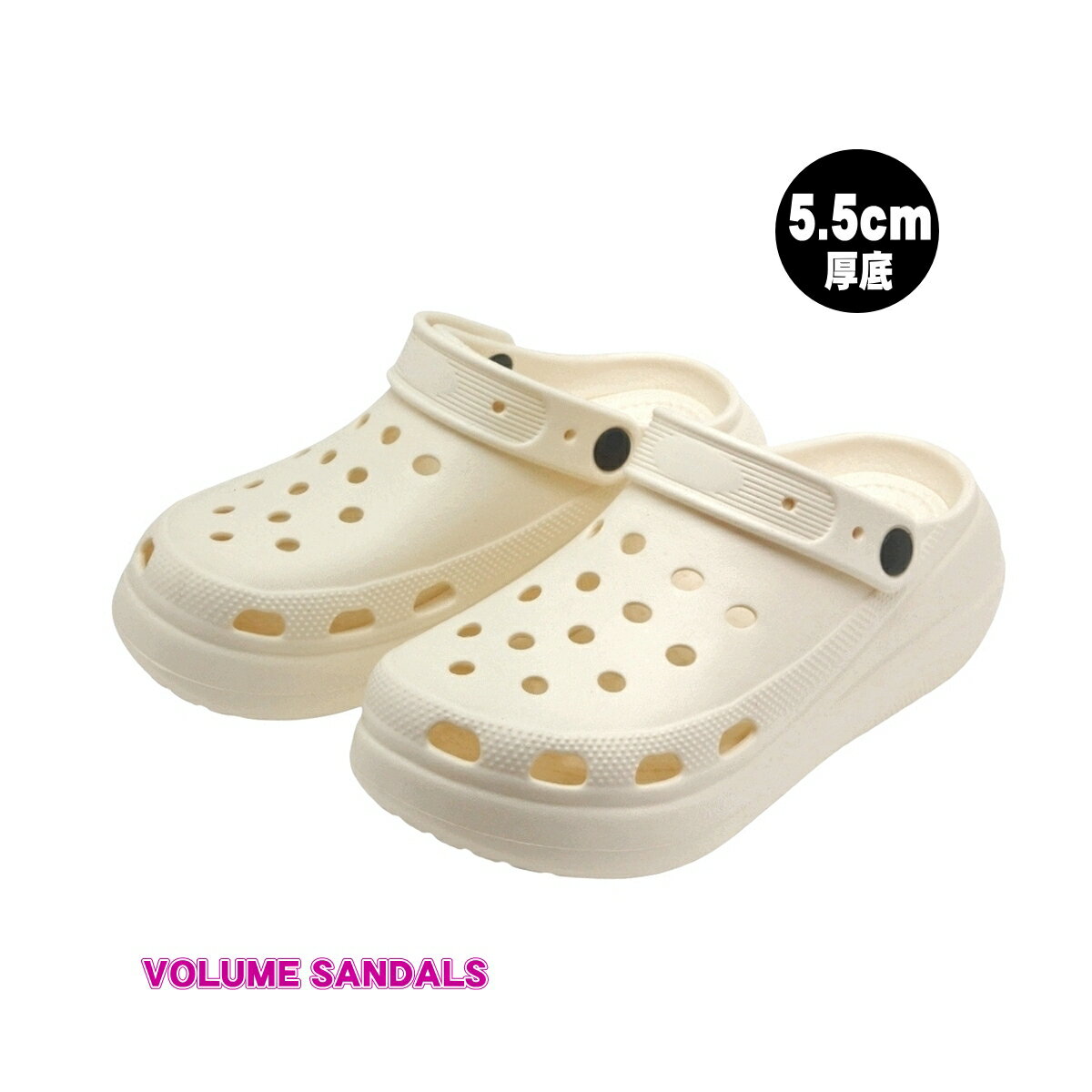 レディース 厚底 EVAサンダル 軽量 2WAY ボリュームサンダル　ホワイト...