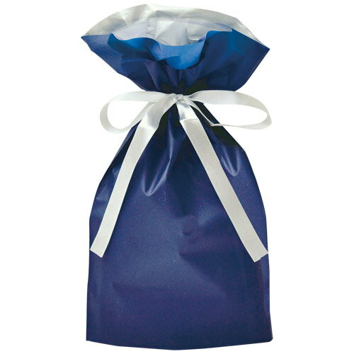 ラッピングバッグ 50-4360 巾着袋ネイビー(小)(ヘッダー付き袋入り)
