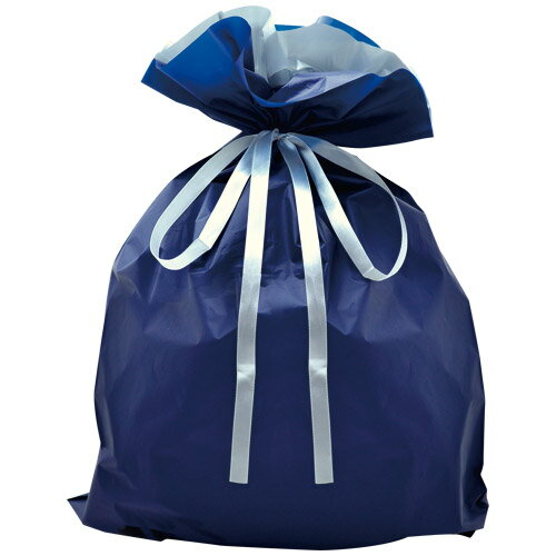 ラッピングバッグ 50-4660 巾着袋ネイビー(特大)(ヘッダー付き袋入り)