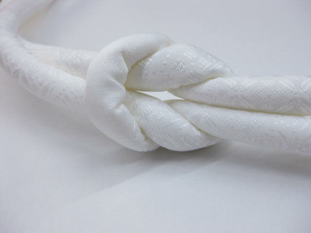 日本製 正絹唐織丸ぐけ白帯締め