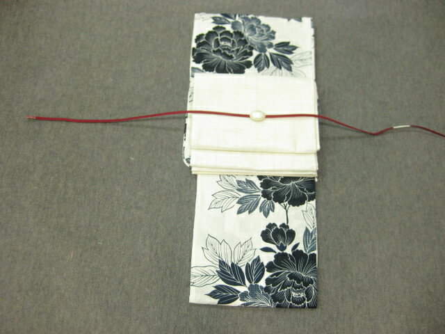 きもの感覚で 女性 レディース浴衣 古典柄(牡丹)柄ゆかた 紗京袋帯 帯留4点セット