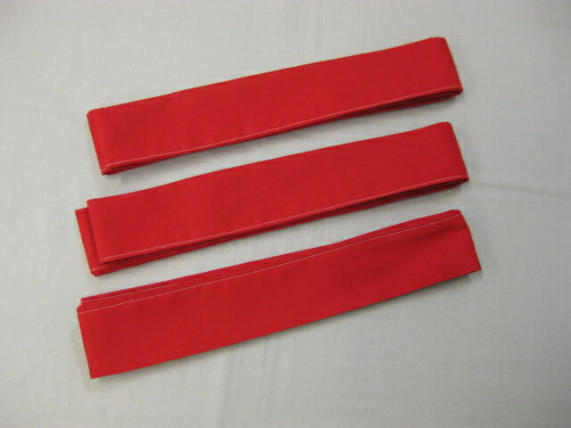 たっぷりサイズ！巾広！日本製・カラー綿腰紐 紅赤 3本セット 2