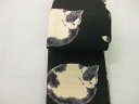 紳士 角帯 いねむりねこちゃん柄 黒地 男物 角帯