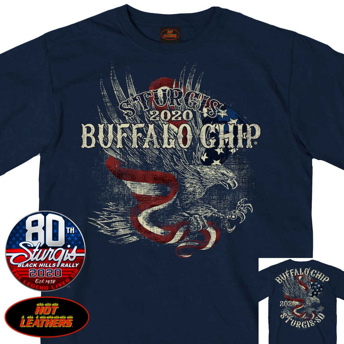 ں߸ˤSturgis 2020 T Х Ⱦµ  80ǯ ͥӡ   [Official 2020 Sturgis Buffalo Chip Lightning Eagle T-Shirt] ꥫХκŵǧ 2020ǥ 礭 ƹľ͢ Hot Leathers ۥåȥ쥶