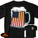 Hot Leathers メンズ 半袖 Tシャツ [Beer Mug Flag T-Shirt] 米国 ホットレザー 直輸入 大きいサイズ(M〜5XLまで!!) ビアマグ 星条旗 ..