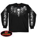 日本未発売 セール価格 ホットレザー Five Skulls Men 039 s Long Sleeve T-Shirt ファイブ スカルズ メンズ ロング スリーブ Tシャツ 長袖 ロンT 米国 HOTLEATHERS 直輸入 ブラック 黒 骸骨 英字 プリントT バイクに