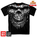 日本未発売! セール価格! 米国直輸入! ホットレザー [Shredder Skull Jumbo Print Men's T-Shirt] シュレッダースカル ジャンボプリント メンズ Tシャツ! 半袖 ブラック 黒 骸骨 バイカー プリントT Hot Leathers スクリーンプリント 大きいサイズ バイクに!の商品画像