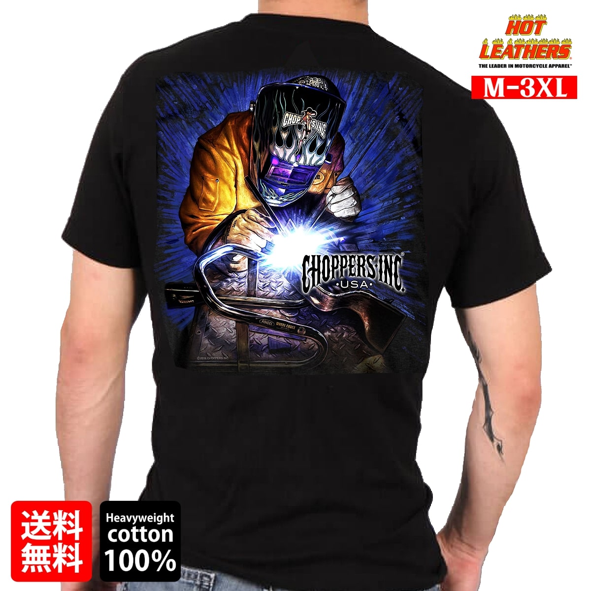 日本未発売! セール価格! ホットレザー  公認 Welder Two Sided T-Shirt 半袖 メンズ Tシャツ! ビリー・レーン 米国バイカー専門アパレルブランド ホットレザーから直輸入! バイカー 重ね着に! ブラック 黒 英字プリント