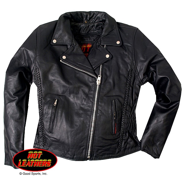 日本未発売! 米国直輸入! セール価格! ホットレザー [Braided Motorcycle Leather Jacket] ブレイデッド・モーターサイクル・レザー・ジャケット! 本革 レディース ダブルライダース! アウター 編み込み バイク バイカー ブラック 大きいサイズ