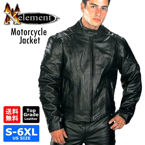 【送料無料!】日本未発売! Xelement 本革 [Men's Top Grade Leather Motorcycle Jacket with Zip-Out Lining] メンズ トップグレードレザー モーターサイクルジャケット ジップアウトライニング! ブラック サイドレース 編み上げ シングルライダース バイカー 大きいサイズ