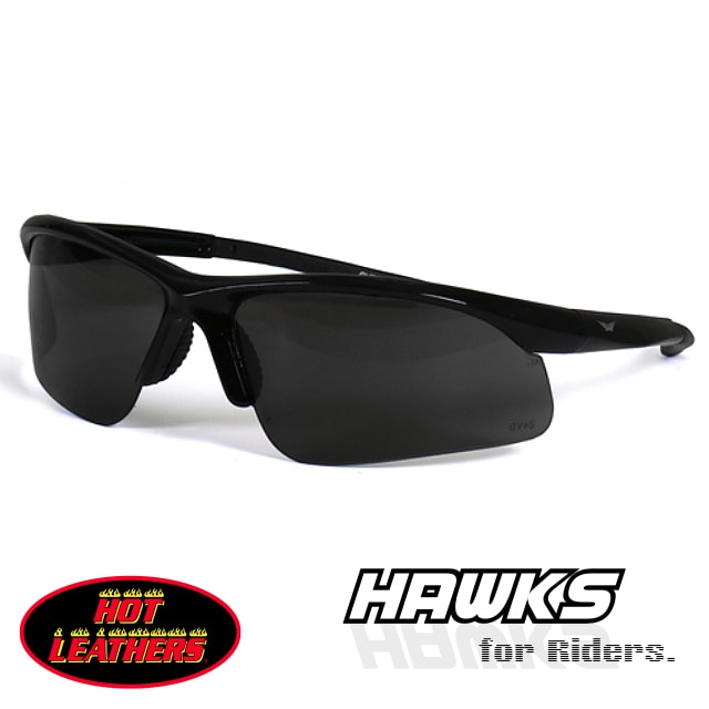 日本未発売!米国直輸入!セール価格! HOTLEATHERS ホーク サングラス [Hawks Sunglasses with Smoke Lenses] ブラックフレーム ハーフリ..