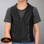 Hot Leathers レディース バイク レザーベスト 本革 牛革 [Ladies Leather Vest V-Neck] スタッズ Vネック メッシュ裏地 ブラック 黒 女性用 米国ホットレザー 直輸入 バイカー オートバイ