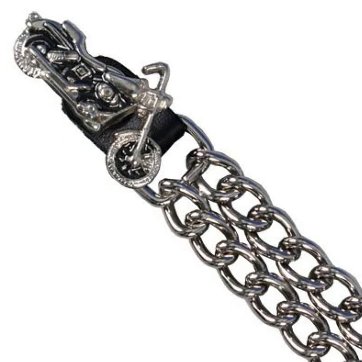 米国直輸入! HOTLEATHERS [Motorcycle Double Chain Vest Extender] ホットレザー モーターサイクル ダブルチェーン ベストエクステンダー! ブラックレザー ベストチェーン 装着簡単! 4インチ バイカーズ アクセサリー American Made コンチョ メダリオン