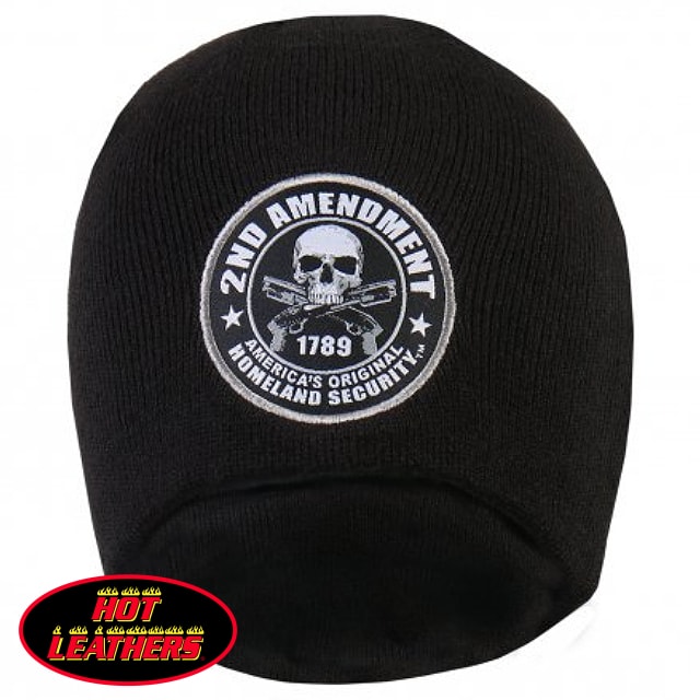 日本未発売 セール価格 ホットレザー 2nd Amendment Skull Knit Cap セカンド アメンドメント スカル ニット キャップ ニット帽 ビーニー 帽子 骸骨 米国バイカー専門ブランド HOTLEATHERS 直輸入 メンズ ブラック 黒 防寒 バイクに