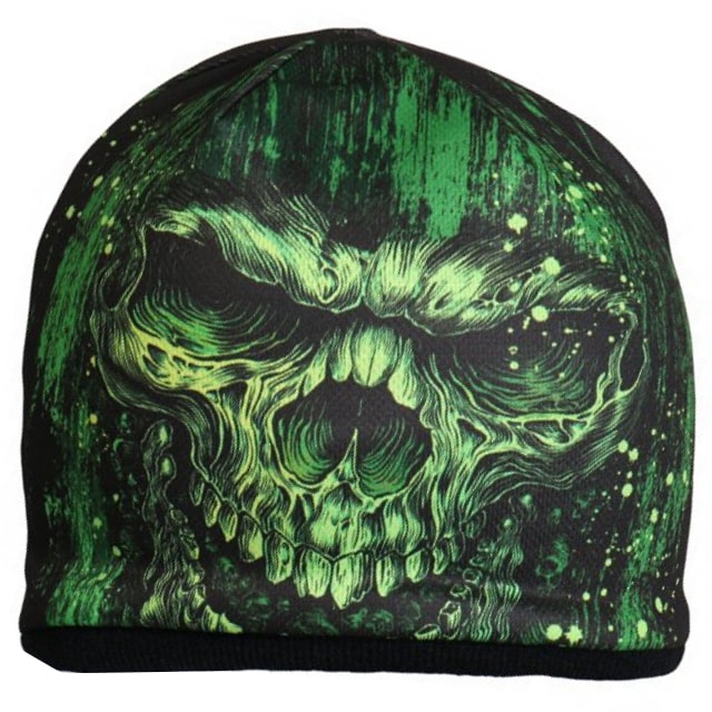 【送料無料！】日本未発売! セール価格! ホットレザー [Sublimated Shredder Skull Beanie] サブリメーテッド・シュレッダー・スカル・ビーニー! ニット帽 ニットキャップ 帽子 骸骨 米国バイカー専門ブランド HOTLEATHERS 直輸入! グリーン 緑 防寒 バイクに!