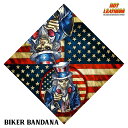 Hot Leathers バンダナ アンクルサム 星条旗 ドクロ 骸骨 [Uncle Sam Bandana] ヘッドラップ レッド ブラック スカーフ ヘルメットインナー インナーキャップ 海賊巻 正方形 お弁当包み ハンカチ バイカー 米国直輸入 ホットレザー バイクに!