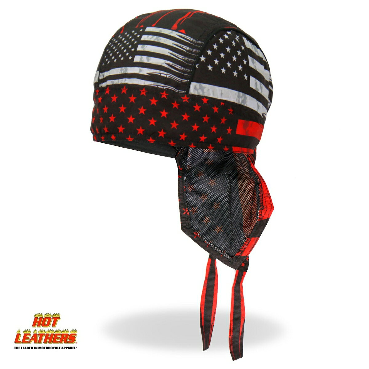 Hot Leathers ヘッドラップ 星条旗 銃弾 赤 黒 白 [Flag Bullets Headwrap] バンダナキャップ インナーキャップ ヘルメットインナー ターバン 汗止め 海賊巻 サイズフリー 米国直輸入 ホットレザー バイクに!